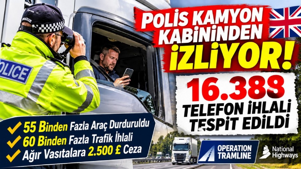 POLİS KAMYON KABİNİNDEN DENETLİYOR: 16 BİN 388 TELEFON İHLALİ TESPİT EDİLDİ!