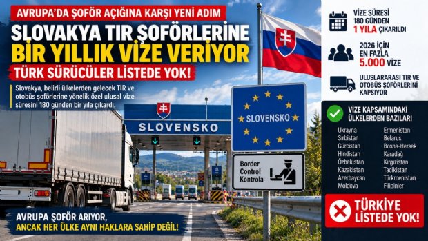 Slovakya TIR Şoförlerine Bir Yıllık Vize Veriyor: Türk Sürücüler Listede Yok!