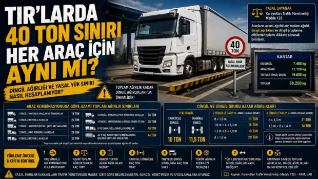 TIR'cıların En Çok Karıştırdığı 40 Ton Kuralı: Toplam Ağırlık Yetmiyor, Dingile de Bakılıyor!