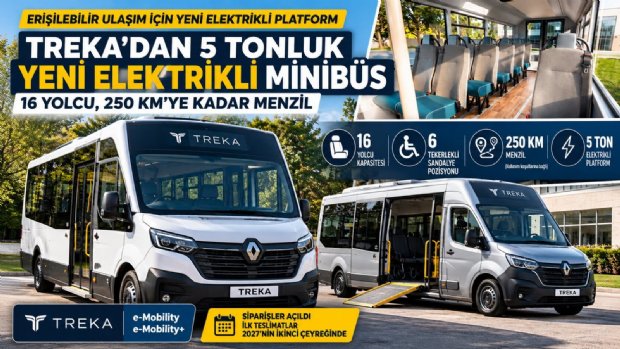 Treka'dan 5 Tonluk Yeni Elektrikli Minibüs: 16 Yolcu, 250 Km'ye Kadar Menzil